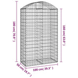 Arched Gabion Basket 100x50x160/180 cm Galvanised Iron