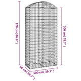 Arched Gabion Basket 100x50x200/220 cm Galvanised Iron