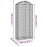 Arched Gabion Basket 100x50x220/240 cm Galvanised Iron