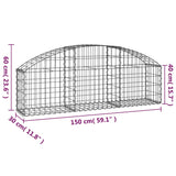 Arched Gabion Basket 150x30x40/60 cm Galvanised Iron
