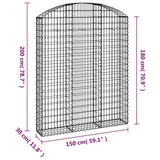 Arched Gabion Basket 150x30x180/200 cm Galvanised Iron
