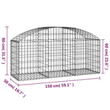 Arched Gabion Basket 150x50x60/80 cm Galvanised Iron