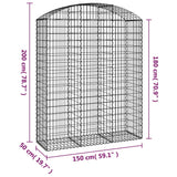 Arched Gabion Basket 150x50x180/200 cm Galvanised Iron