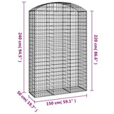 Arched Gabion Basket 150x50x220/240 cm Galvanised Iron