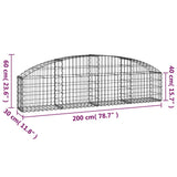 Arched Gabion Basket 200x30x40/60 cm Galvanised Iron