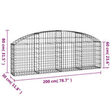 Arched Gabion Basket 200x30x60/80 cm Galvanised Iron