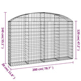 Arched Gabion Basket 200x30x120/140 cm Galvanised Iron