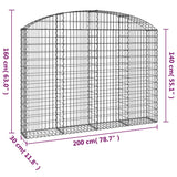 Arched Gabion Basket 200x30x140/160 cm Galvanised Iron