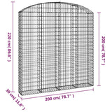Arched Gabion Basket 200x30x200/220 cm Galvanised Iron