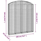 Arched Gabion Basket 200x30x220/240 cm Galvanised Iron