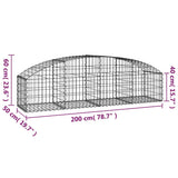 Arched Gabion Basket 200x50x40/60 cm Galvanised Iron
