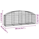 Arched Gabion Basket 200x50x60/80 cm Galvanised Iron