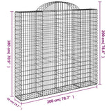 Arched Gabion Basket 200x50x180/200 cm Galvanised Iron