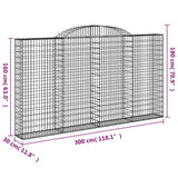 Arched Gabion Basket 300x30x160/180 cm Galvanised Iron