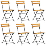 Folding Garden Chairs 6 pcs Steel and Solid Wood Acacia