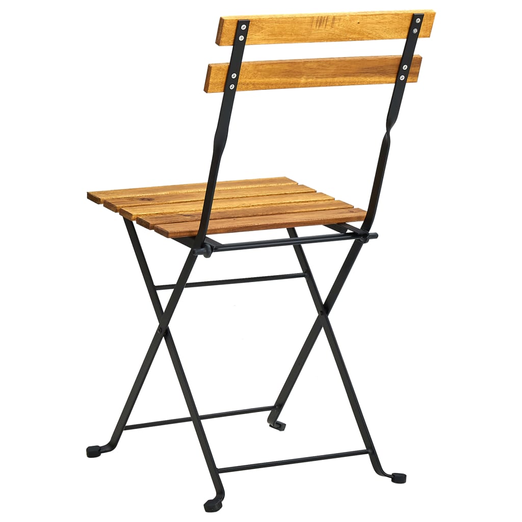 Folding Garden Chairs 6 pcs Steel and Solid Wood Acacia