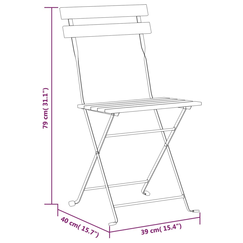 vidaXL Folding Garden Chairs 8 pcs Steel and Solid Wood Acacia