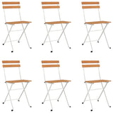 vidaXL Folding Bistro Chairs 6 pcs Solid Wood Acacia and Steel