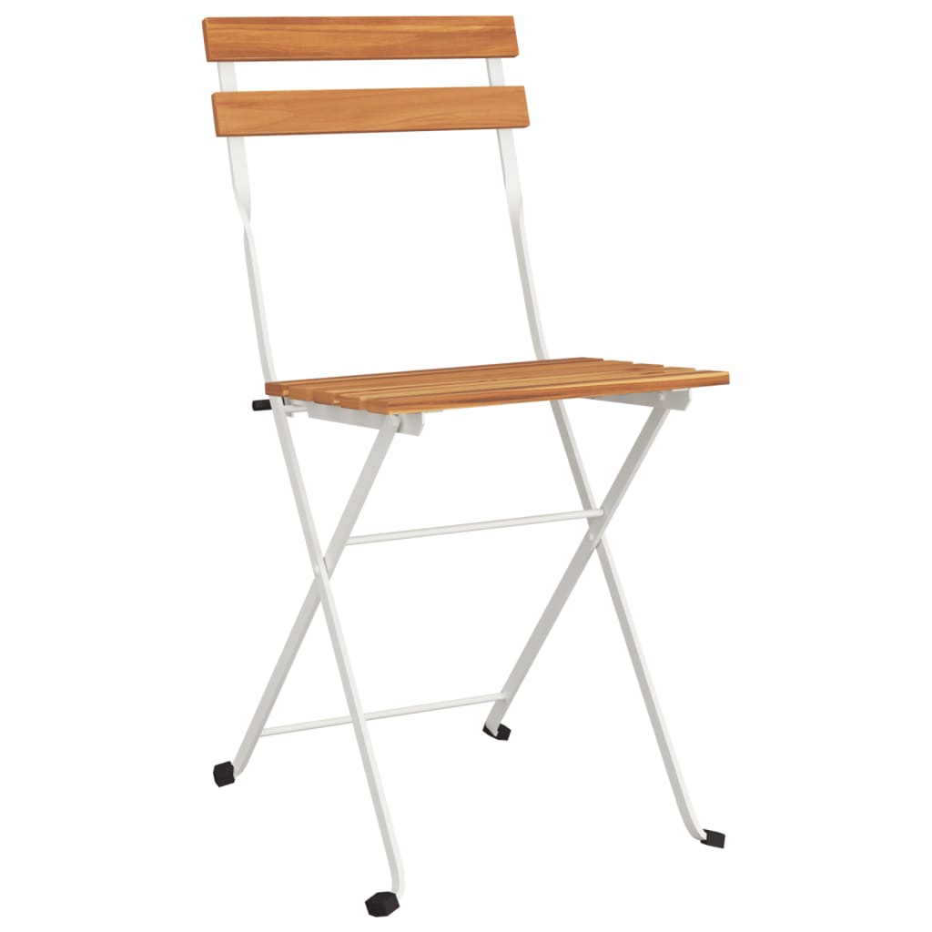 Folding Bistro Chairs 6 pcs Solid Wood Acacia and Steel