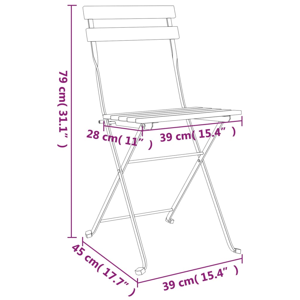 vidaXL Folding Bistro Chairs 6 pcs Solid Wood Acacia and Steel