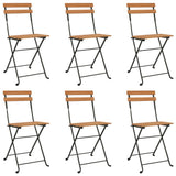 vidaXL Folding Bistro Chairs 6 pcs Solid Wood Teak and Steel