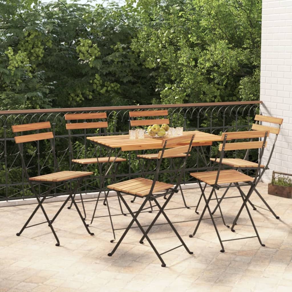 vidaXL Folding Bistro Chairs 6 pcs Solid Wood Teak and Steel