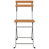 Folding Bistro Chairs 8 pcs Solid Wood Teak and Steel