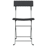 Folding Bistro Chairs 4 pcs Black Poly Rattan and Steel