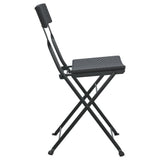 Folding Bistro Chairs 4 pcs Black Poly Rattan and Steel