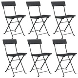 Folding Bistro Chairs 6 pcs Black Poly Rattan and Steel