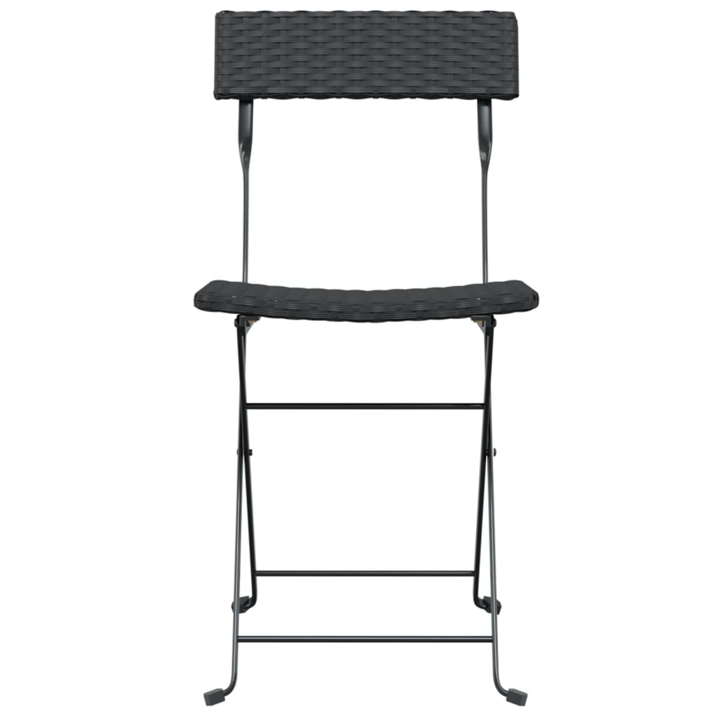 Folding Bistro Chairs 6 pcs Black Poly Rattan and Steel