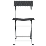 Folding Bistro Chairs 6 pcs Black Poly Rattan and Steel