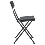 Folding Bistro Chairs 6 pcs Black Poly Rattan and Steel