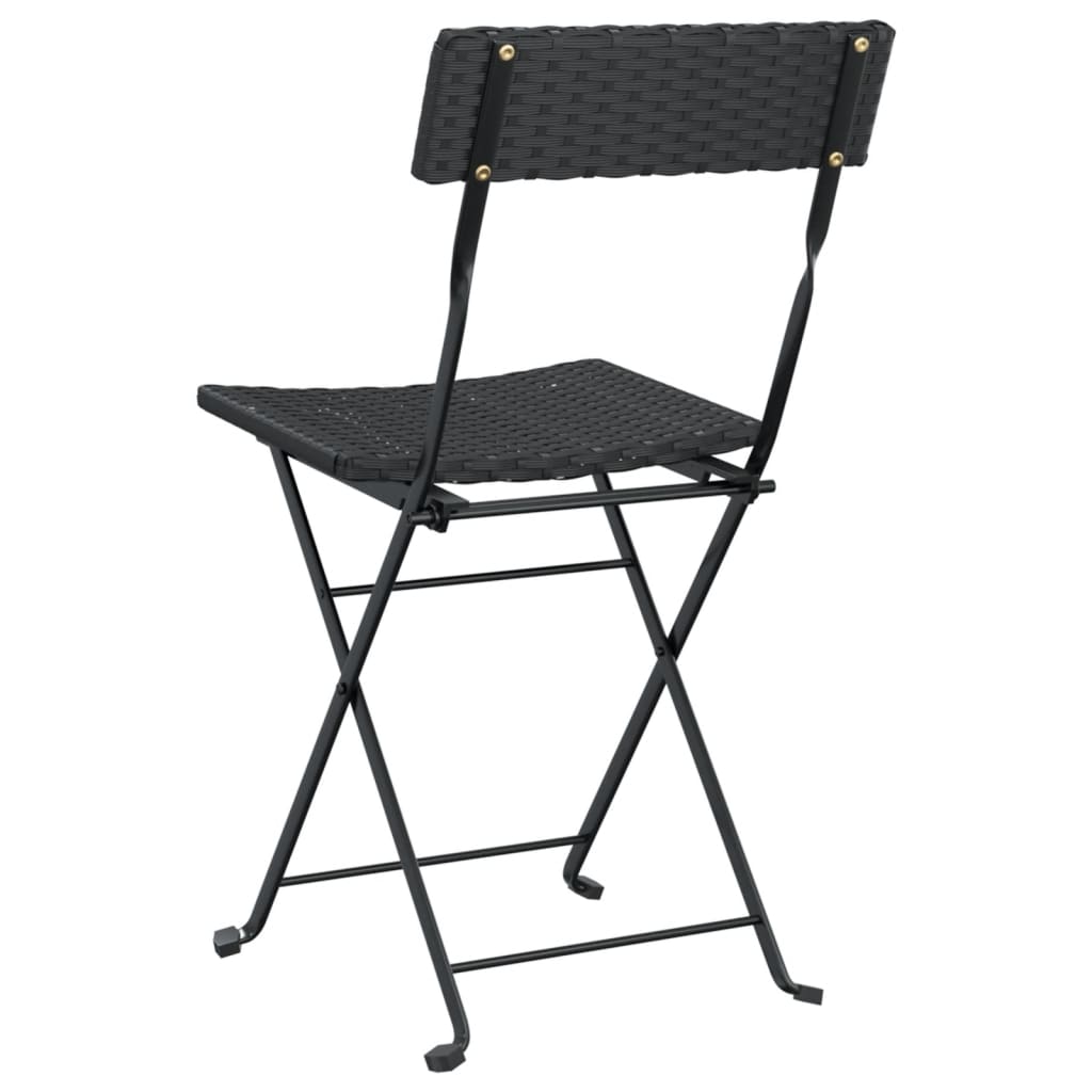 vidaXL Folding Bistro Chairs 6 pcs Black Poly Rattan and Steel