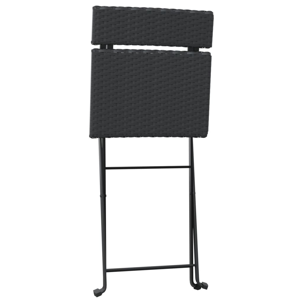 vidaXL Folding Bistro Chairs 8 pcs Black Poly Rattan and Steel