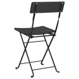 Folding Bistro Chairs 8 pcs Black Poly Rattan and Steel