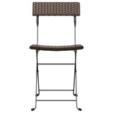 vidaXL Folding Bistro Chairs 4 pcs Brown Poly Rattan and Steel