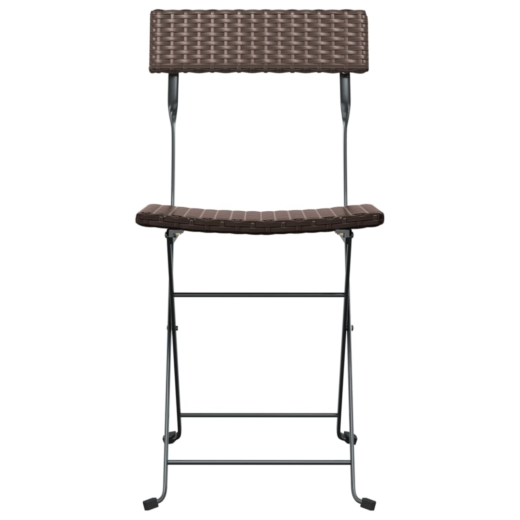 Folding Bistro Chairs 4 pcs Brown Poly Rattan and Steel