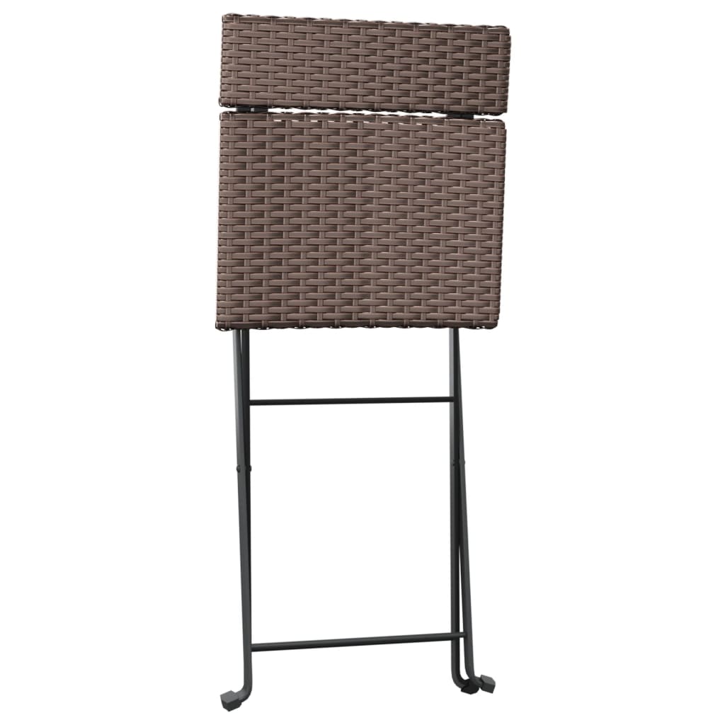 vidaXL Folding Bistro Chairs 4 pcs Brown Poly Rattan and Steel