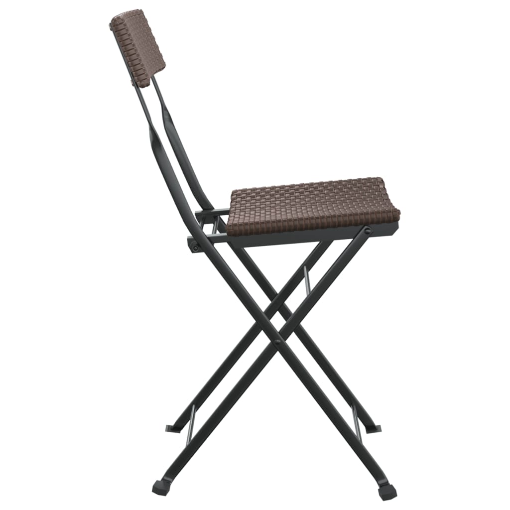 vidaXL Folding Bistro Chairs 4 pcs Brown Poly Rattan and Steel