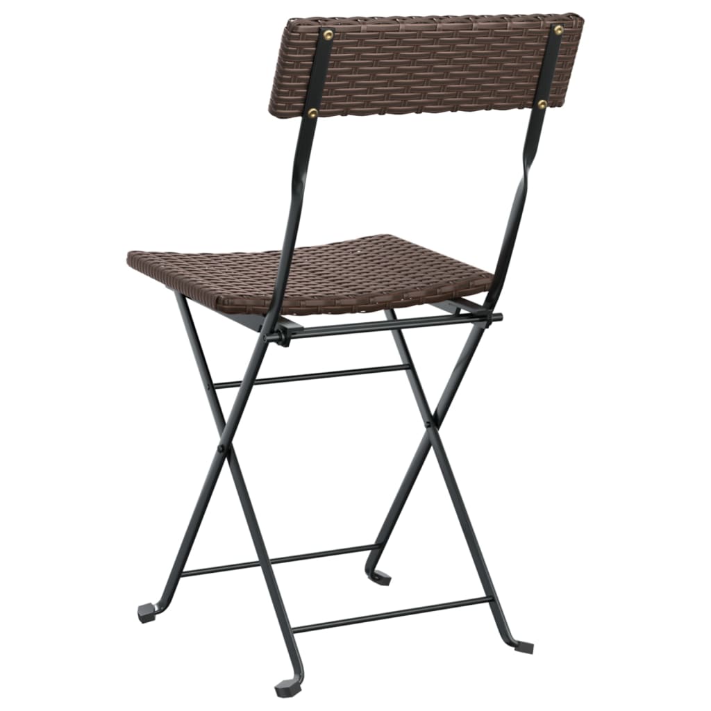 vidaXL Folding Bistro Chairs 4 pcs Brown Poly Rattan and Steel