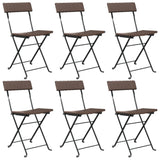 vidaXL Folding Bistro Chairs 6 pcs Brown Poly Rattan and Steel