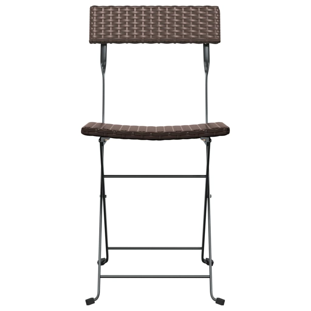 Folding Bistro Chairs 6 pcs Brown Poly Rattan and Steel