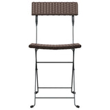 Folding Bistro Chairs 8 pcs Brown Poly Rattan and Steel