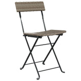 vidaXL Folding Bistro Chairs 4 pcs Grey Poly Rattan and Steel