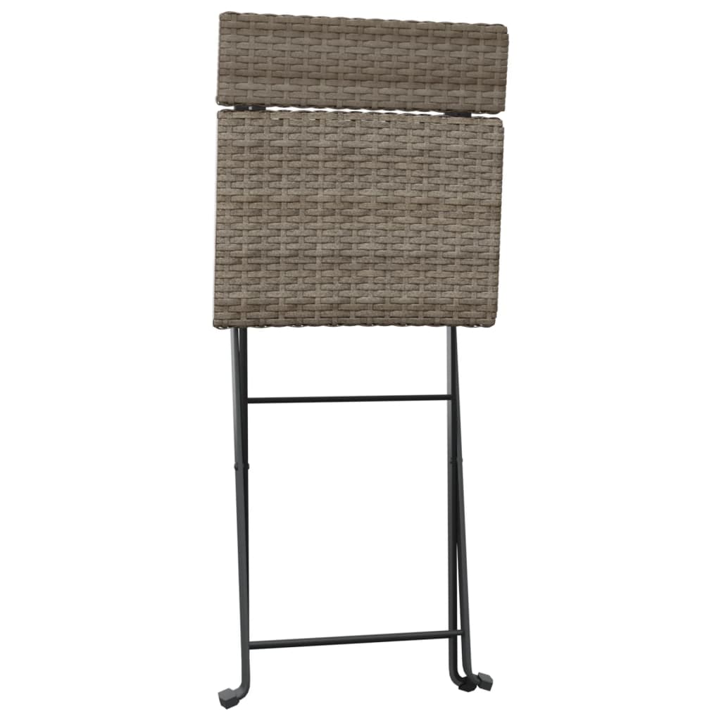 vidaXL Folding Bistro Chairs 4 pcs Grey Poly Rattan and Steel