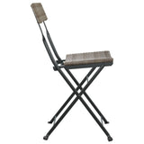 Folding Bistro Chairs 4 pcs Grey Poly Rattan and Steel