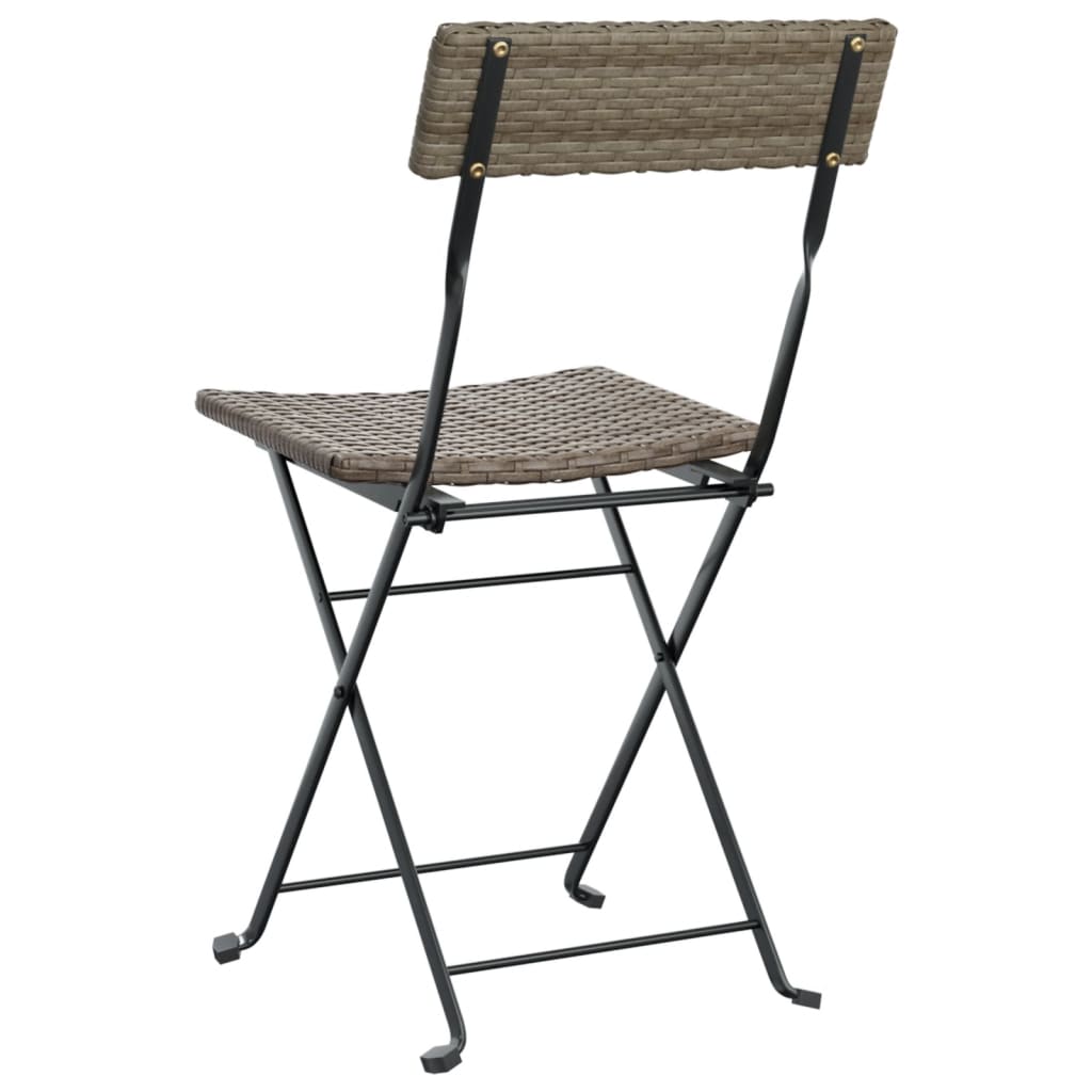 vidaXL Folding Bistro Chairs 4 pcs Grey Poly Rattan and Steel