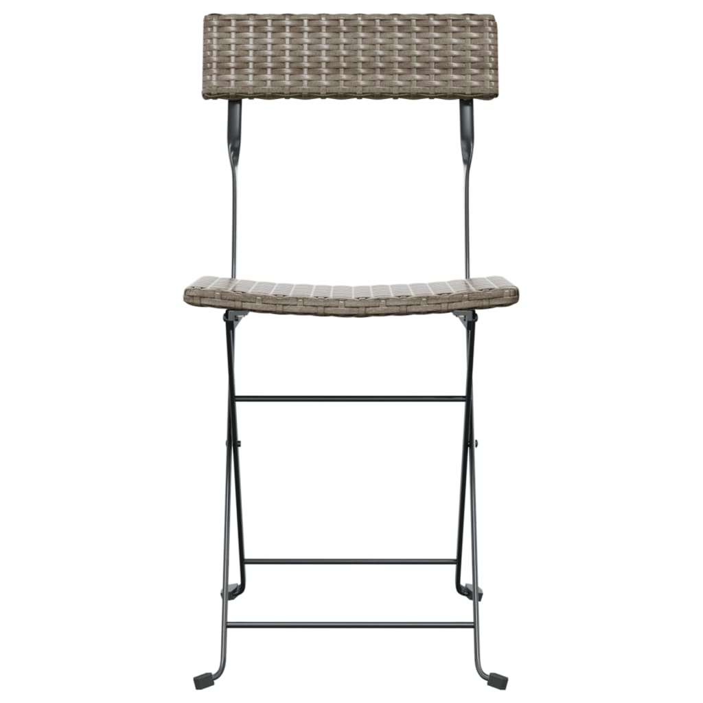 Folding Bistro Chairs 6 pcs Grey Poly Rattan and Steel