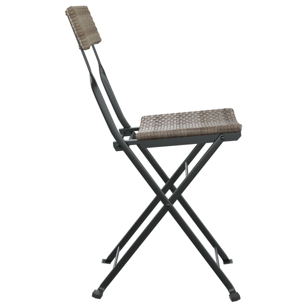 Folding Bistro Chairs 6 pcs Grey Poly Rattan and Steel